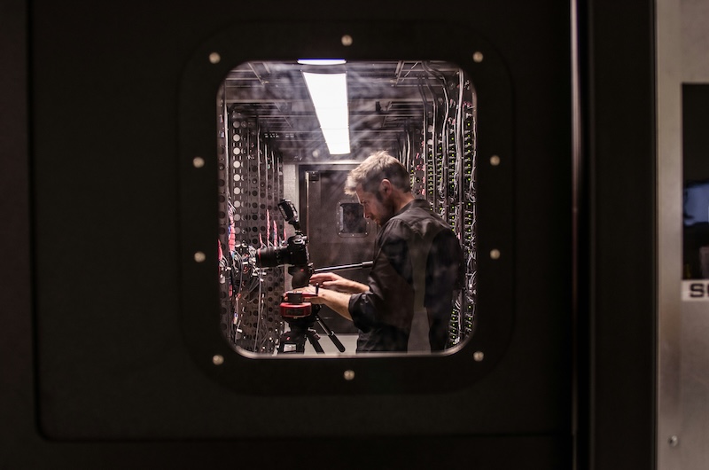 A man working in a datacenter