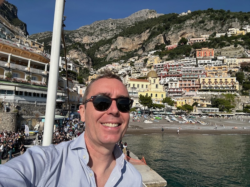 Positano seen from a boat in the harbour