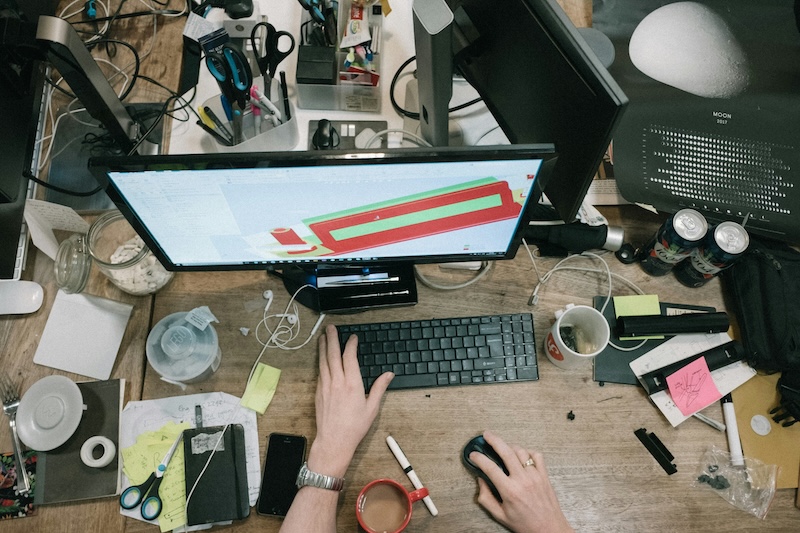 A crowded desk